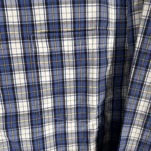 J Crew Shirt Men's Large Blue White Plaid Button Up Long Sleeve Tailored - Picture 5 of 11